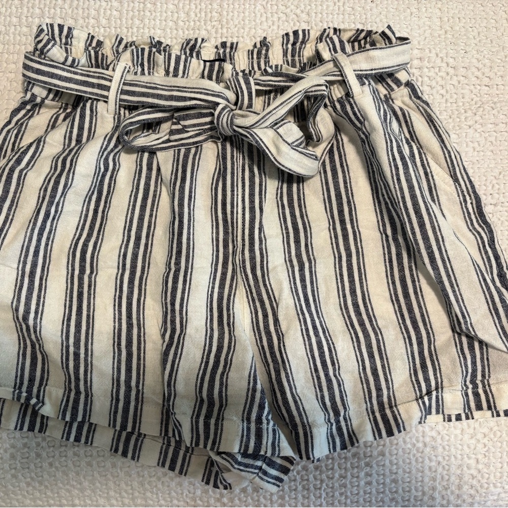 J. Crew High Waist Blue and White Striped Shorts
